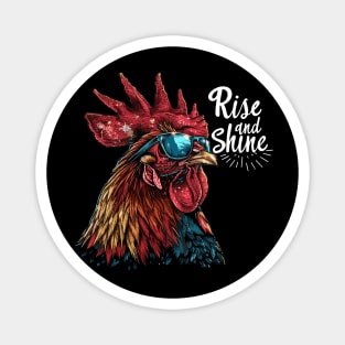 Rise and Shine - Rooster (with White Lettering) Magnet